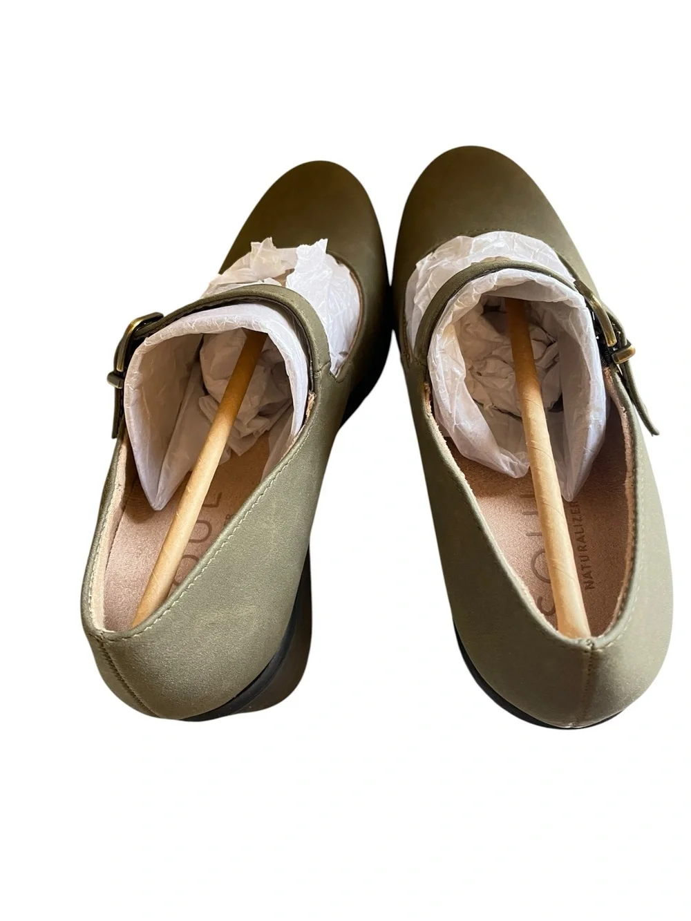 Naturalizer Soul Adore Mary Jane wedges in an olive green NEW